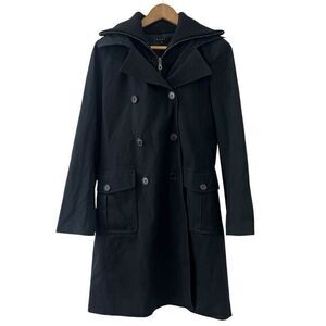 Theory Black Double Breasted Cotton Trench Coat